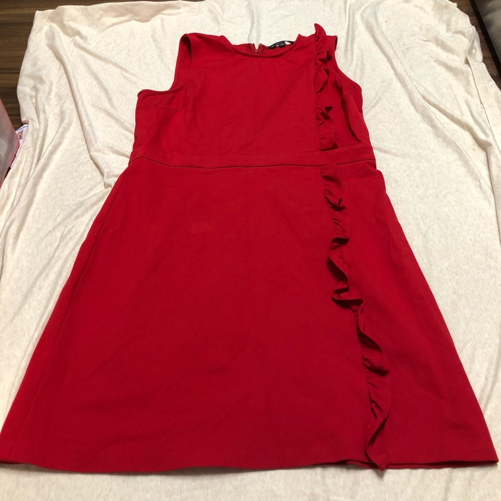 Brooks Brothers Red Sleevelss Ruffle Sheath Dress Size XL Wedding Guest Church